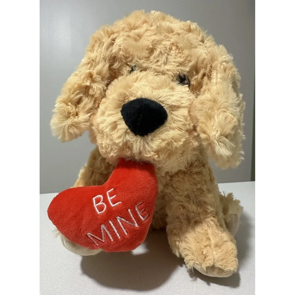 WARMIES Golden Retriever Dog Be Mine Valentine Day Stuffed Plush Puppy Microwave